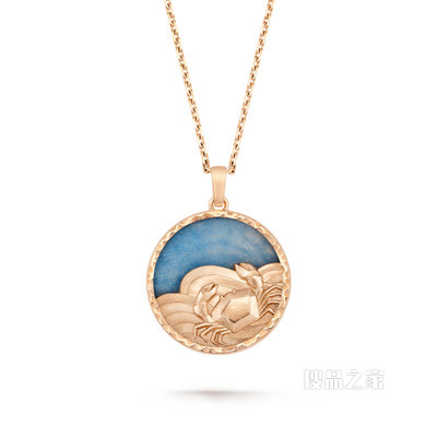 Zodiaque Cancri（巨蟹座）长项链，玫瑰金，蓝色石英