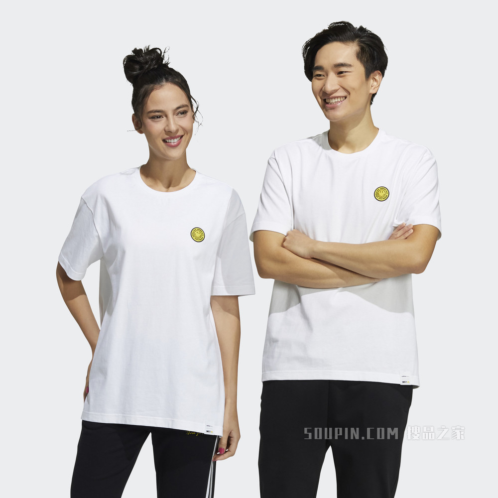 adidas neo U SMLY SS TEE SMILEY笑脸联名新款夏季运动短袖T恤