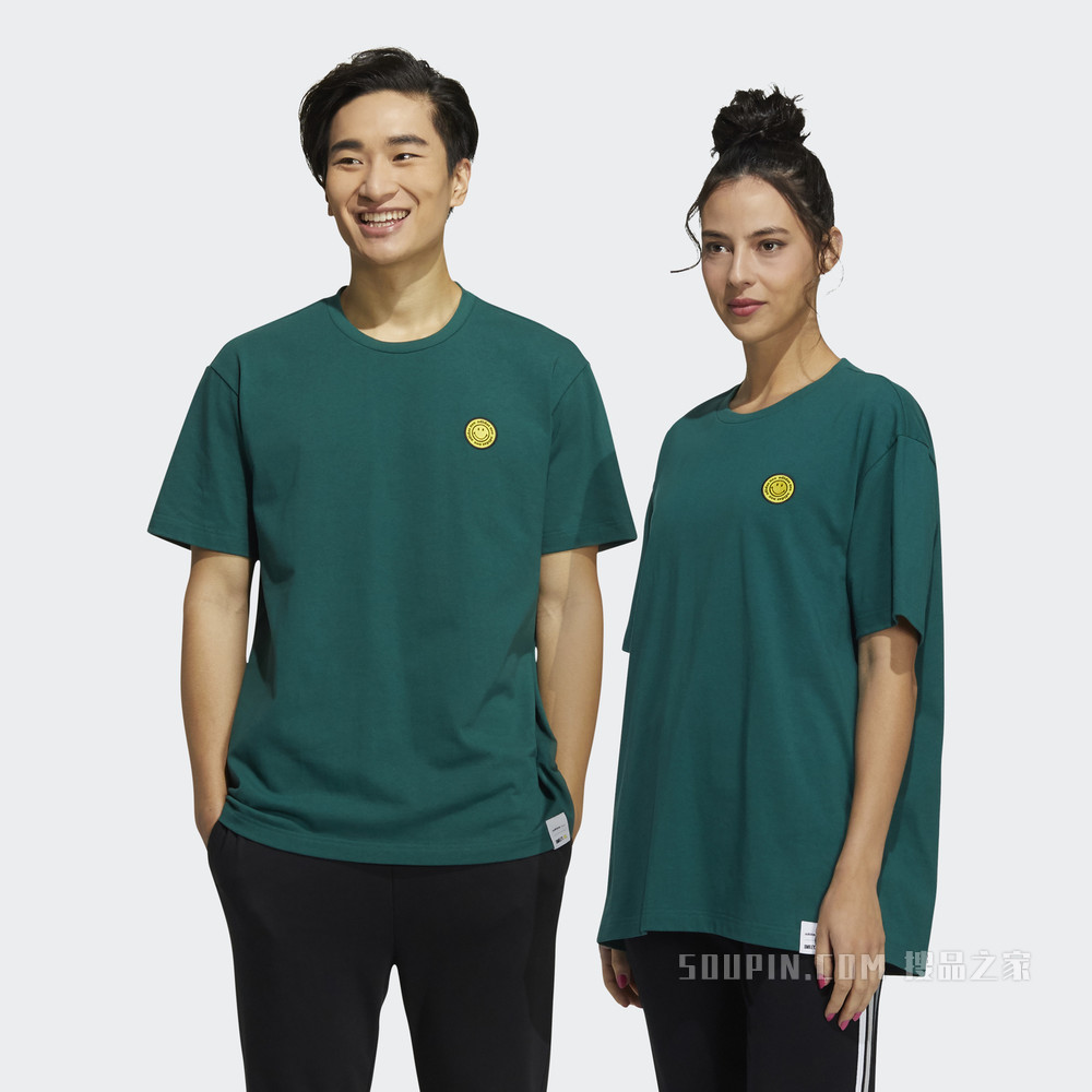 adidas neo U SMLY SS TEE SMILEY笑脸联名新款夏季运动短袖T恤