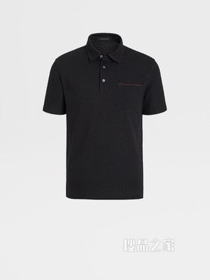 黑色棉质短袖 Polo 衫