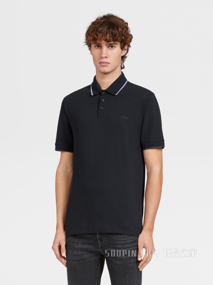 弹力棉质短袖 Polo 衫