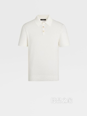 本白色 Premium 棉质针织短袖 Polo 衫