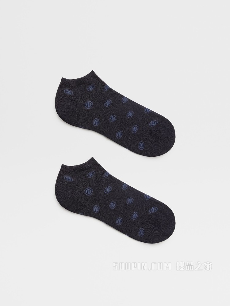午夜蓝 Z 字复古标识棉质球鞋袜