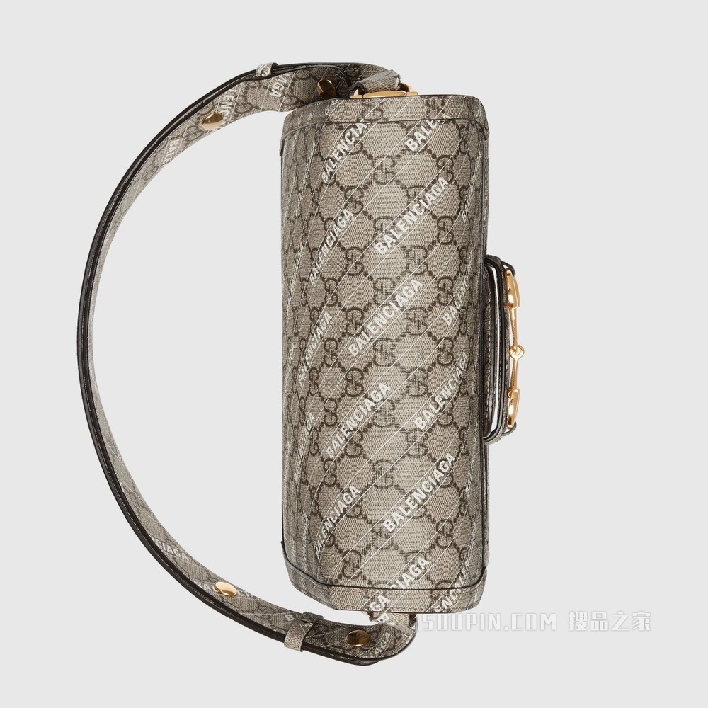 The Hacker Project系列Gucci 马衔扣1955小号手袋 米色和乌木色GG Supreme帆布