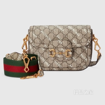 The Hacker Project系列Gucci 马衔扣1955迷你手袋 米色和乌木色GG Supreme帆布