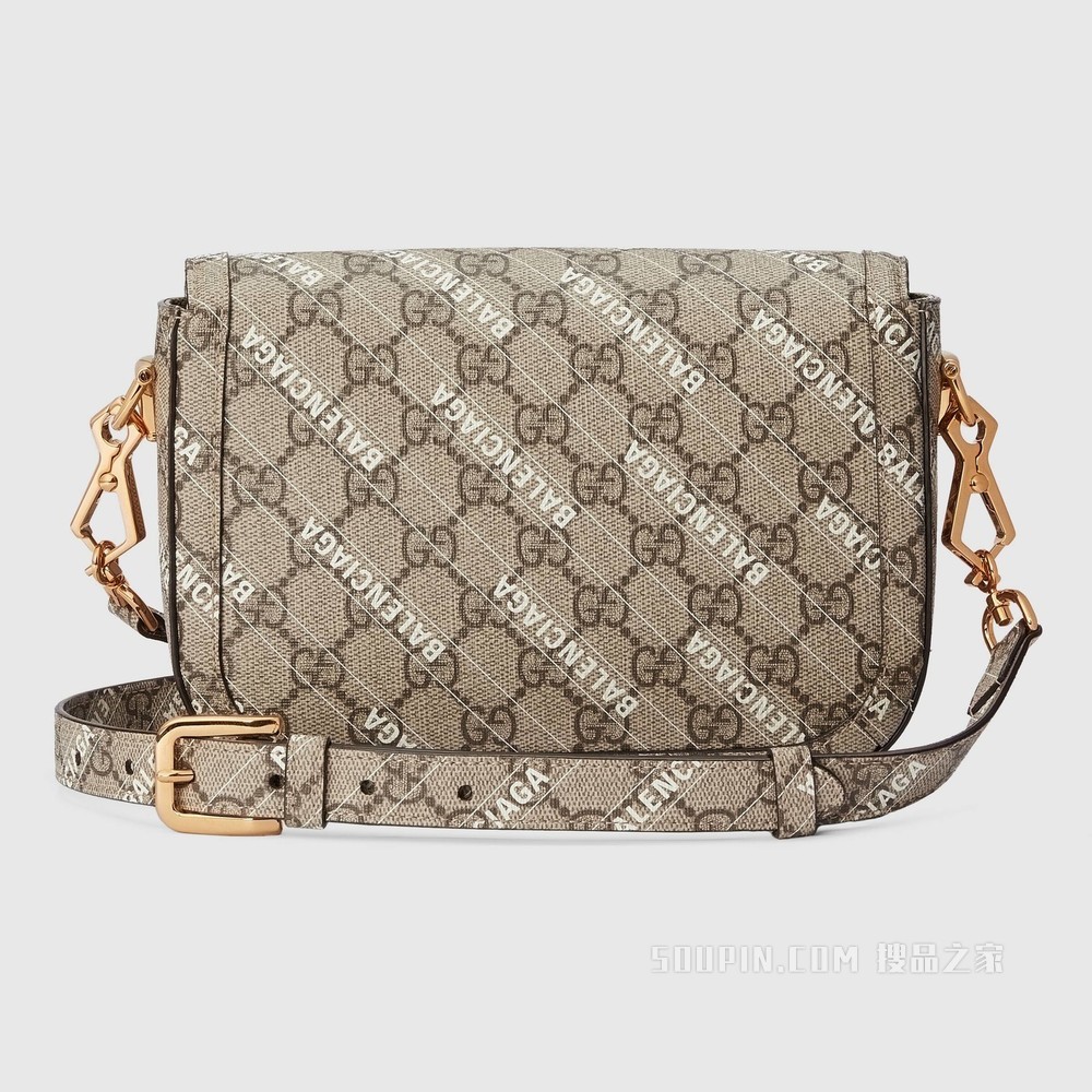 The Hacker Project系列Gucci 马衔扣1955迷你手袋 米色和乌木色GG Supreme帆布