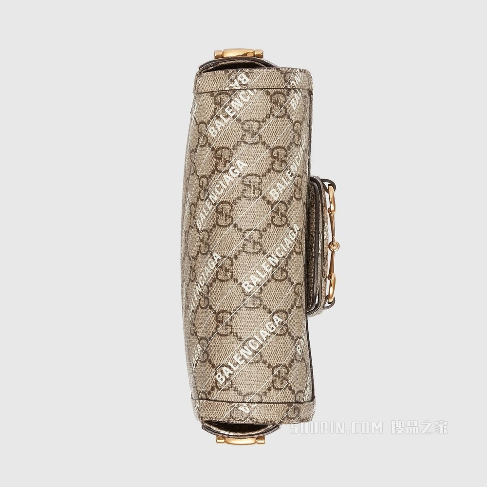 The Hacker Project系列Gucci 马衔扣1955迷你手袋 米色和乌木色GG Supreme帆布