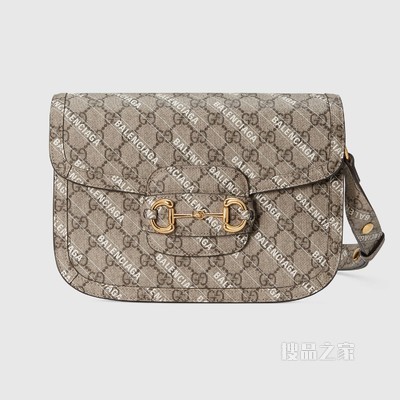 The Hacker Project系列Gucci 马衔扣1955小号手袋 米色和乌木色GG Supreme帆布