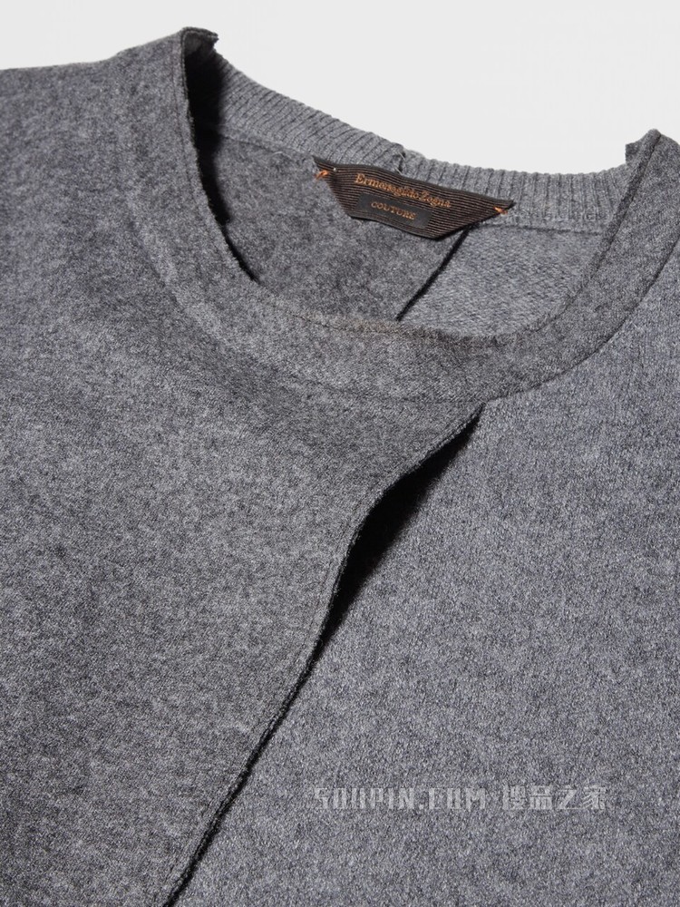 Ermenegildo Zegna XXX 系列灰色山羊绒针织圆领毛衣
