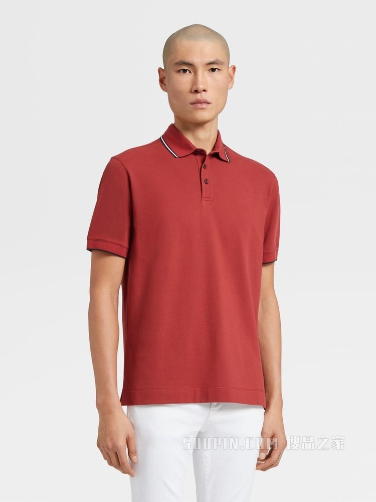 弹力棉质短袖 Polo 衫