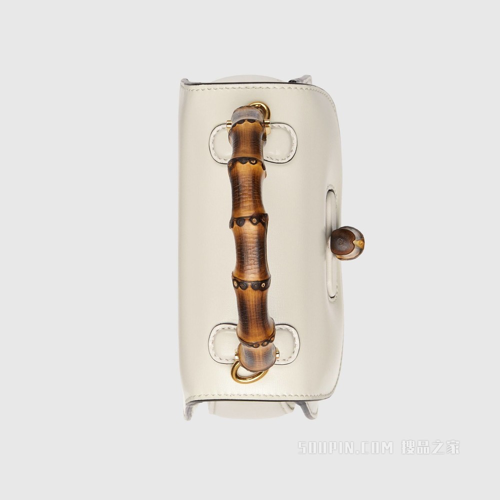 竹节迷你手提包 白色皮革