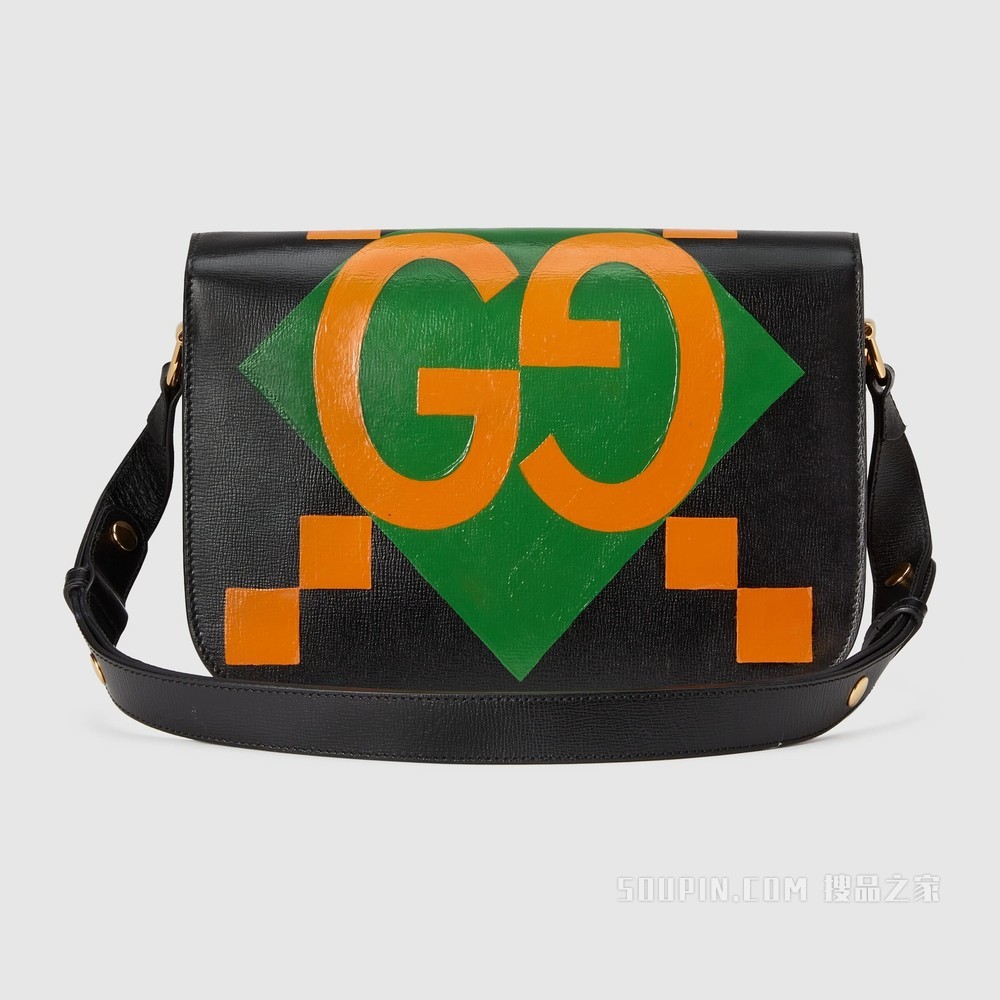 Gucci 马衔扣1955系列小号肩背包 黑色皮革