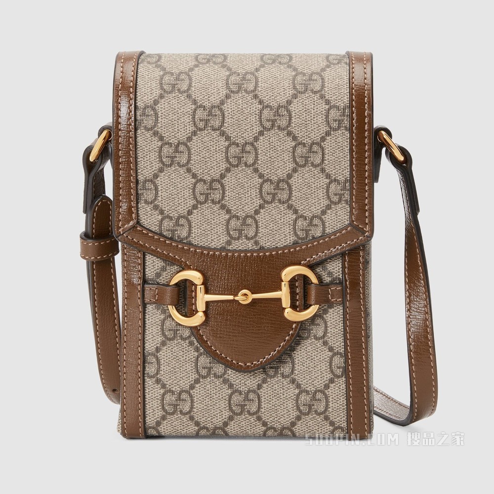 Gucci 马衔扣1955系列迷你手袋 GG Supreme帆布