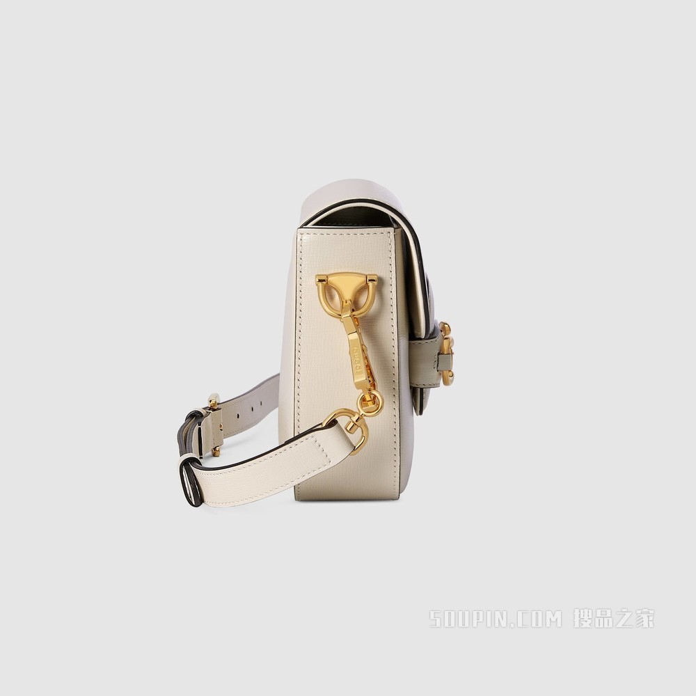 Gucci 马衔扣1955系列迷你手袋（配可拆卸双肩带） 白色皮革