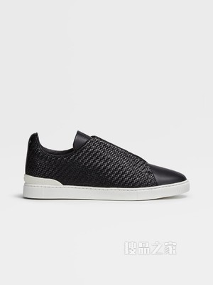 PELLETESSUTA™ Triple Stitch 黑色真皮运动鞋