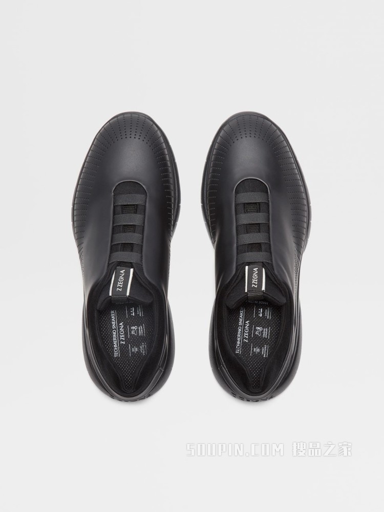 Sprinter 黑色Techmerino™羊毛配皮革运动鞋