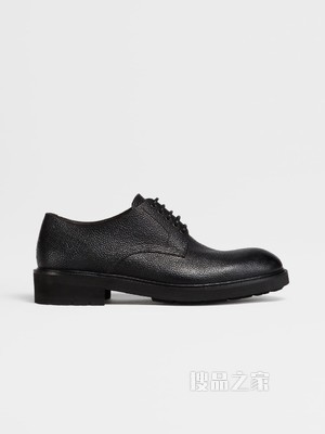 黑色粒面皮革 Arezzo Flex 德比鞋