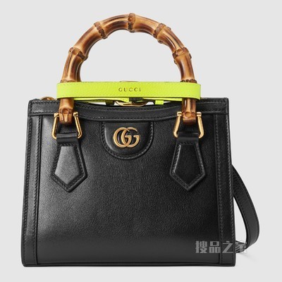 Gucci Diana竹节迷你托特包 黑色皮革