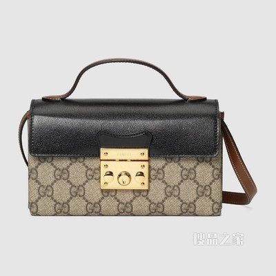Padlock系列迷你手袋 米色和乌木色GG Supreme帆布
