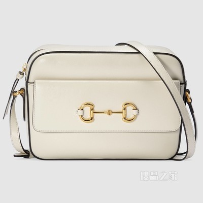 Gucci 马衔扣1955系列小号肩背包 白色皮革