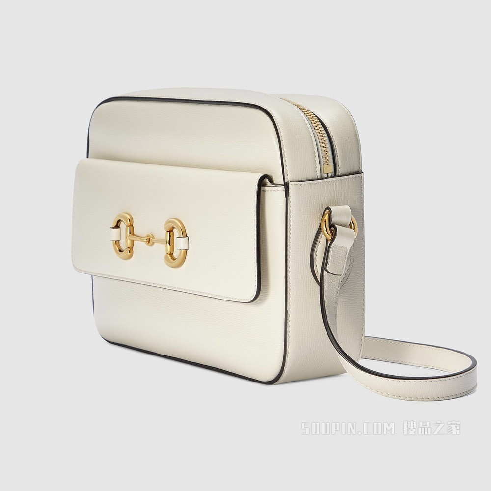 Gucci 马衔扣1955系列小号肩背包 白色皮革