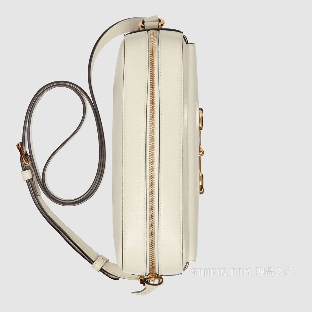 Gucci 马衔扣1955系列小号肩背包 白色皮革