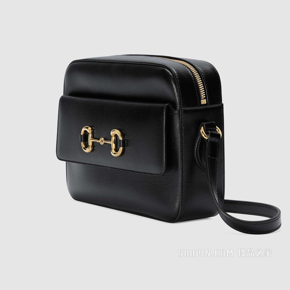 Gucci 马衔扣1955系列小号肩背包 黑色皮革