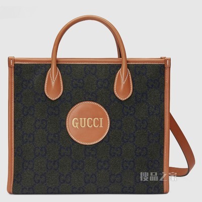 饰GUCCI手写体标识托特包 深绿色羊毛