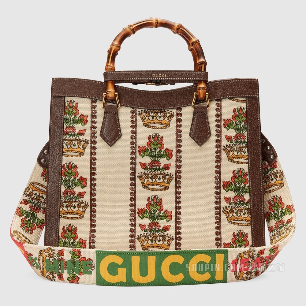 Gucci 100特别系列Diana中号手袋 象牙白色提花