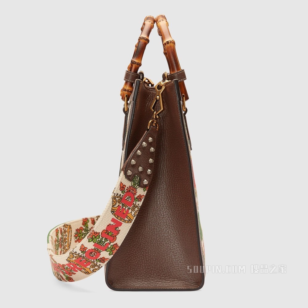 Gucci 100特别系列Diana中号手袋 象牙白色提花