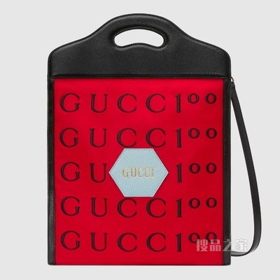 Gucci 100特别系列中号托特包 芙蓉红毛毡