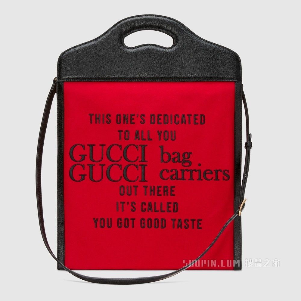 Gucci 100特别系列中号托特包 芙蓉红毛毡