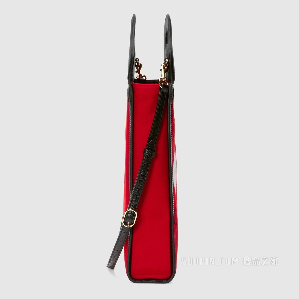 Gucci 100特别系列中号托特包 芙蓉红毛毡