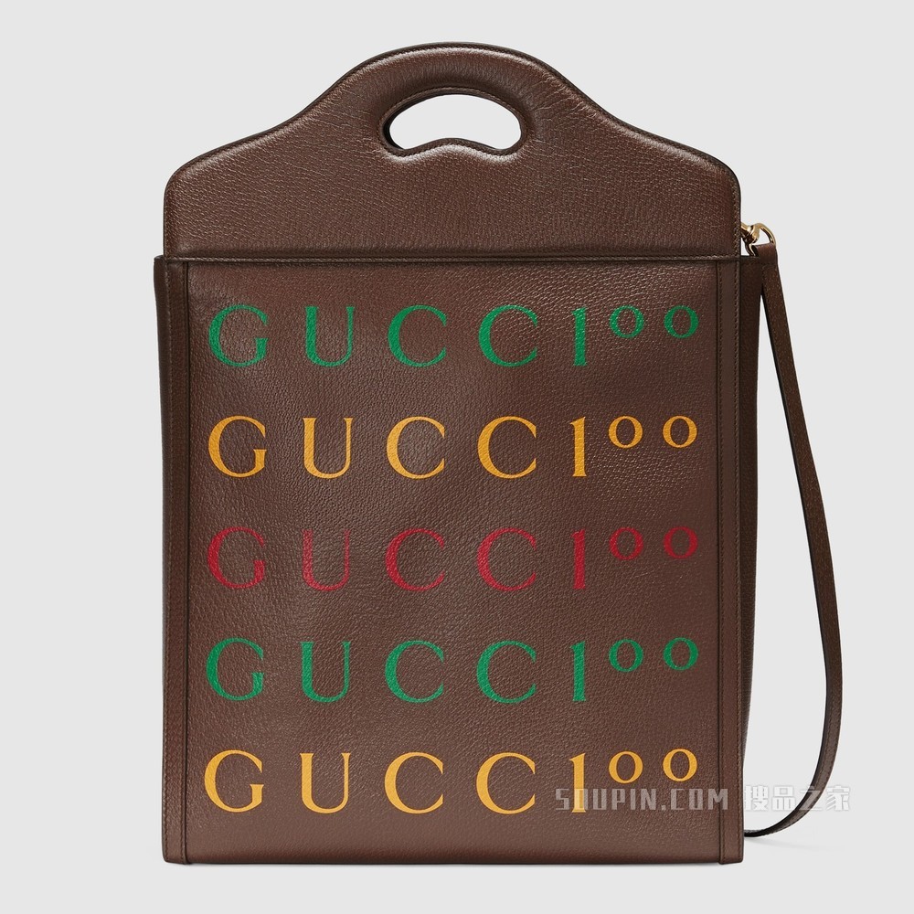 Gucci 100特别系列中号托特包 棕色皮革