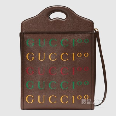 Gucci 100特别系列中号托特包 棕色皮革