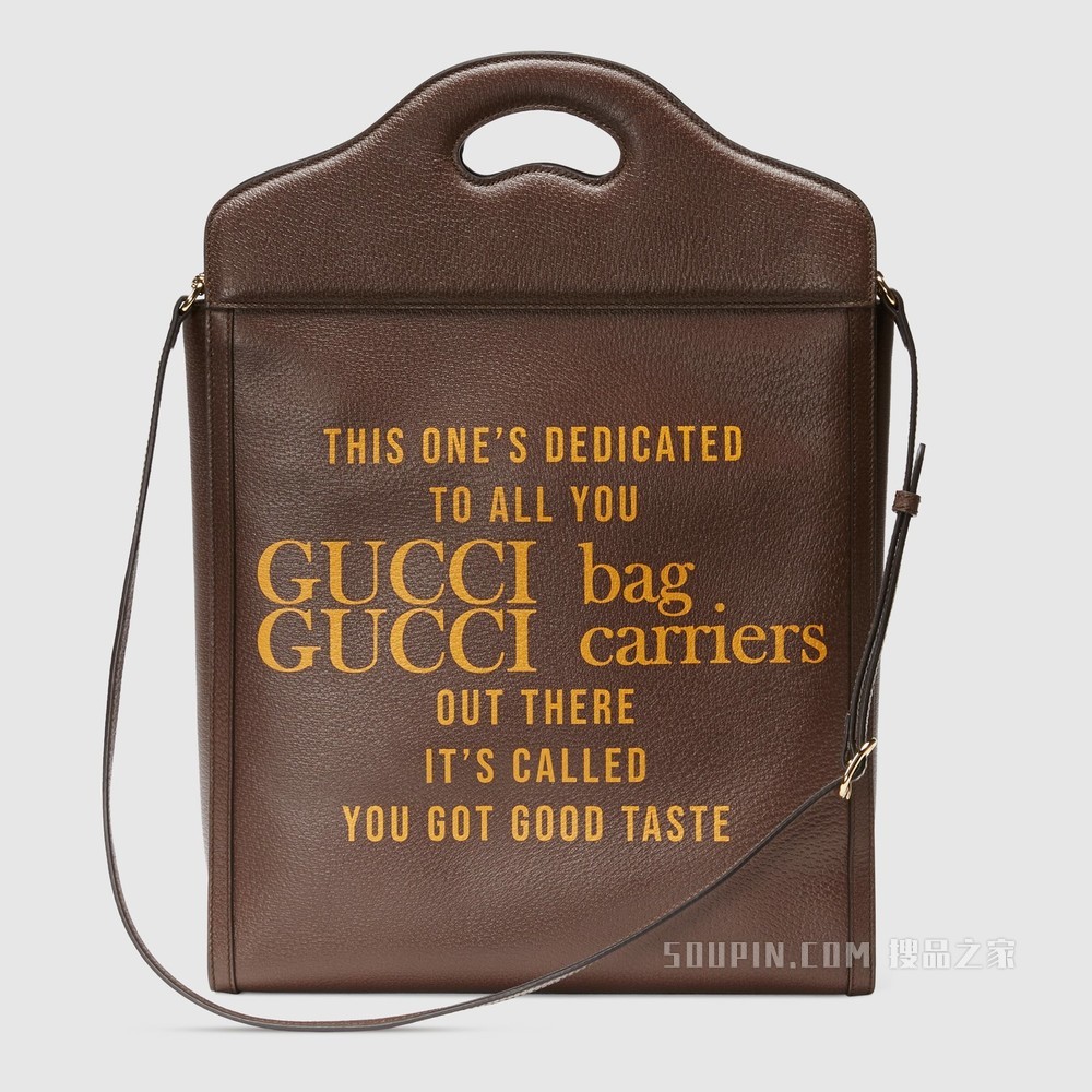 Gucci 100特别系列中号托特包 棕色皮革