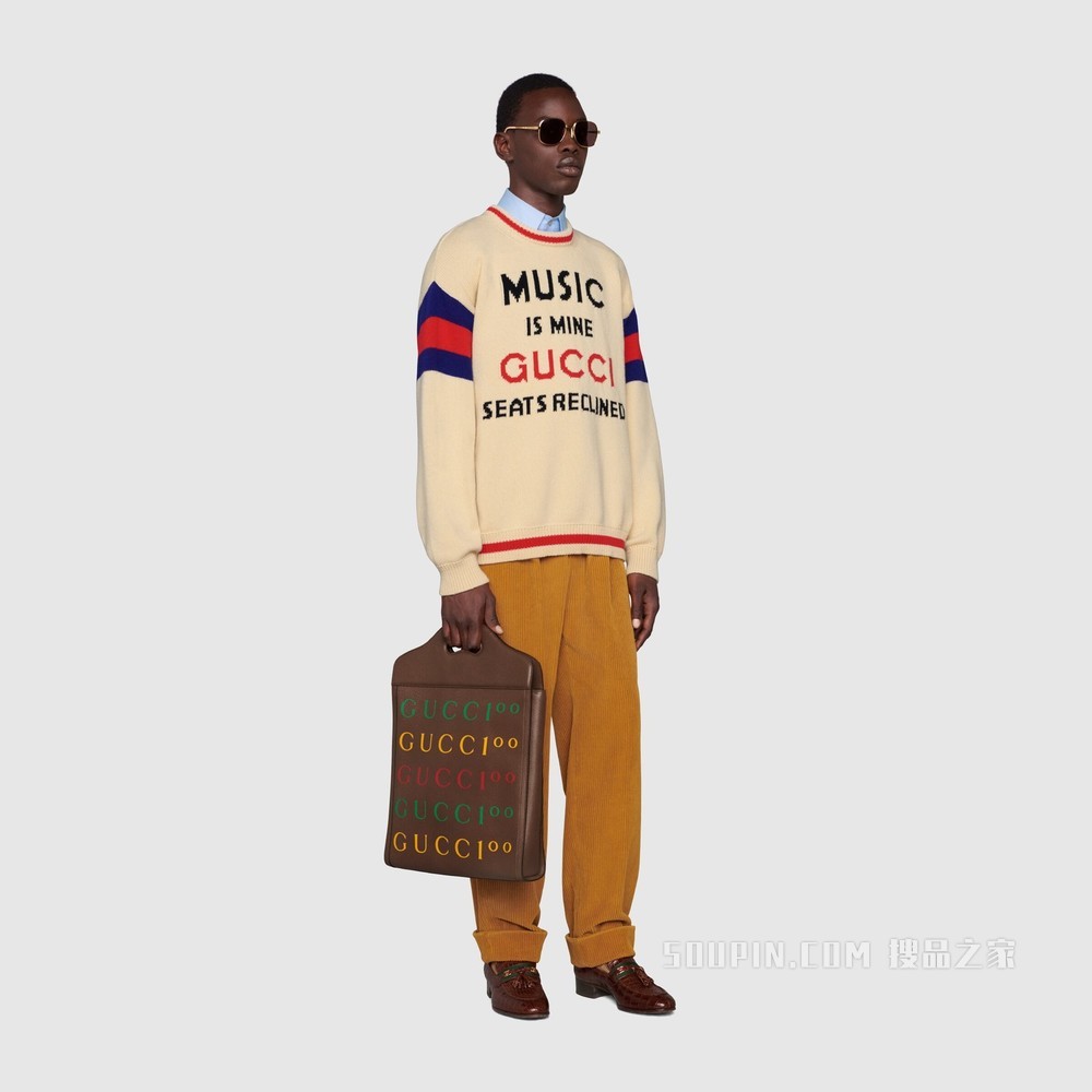 Gucci 100特别系列中号托特包 棕色皮革