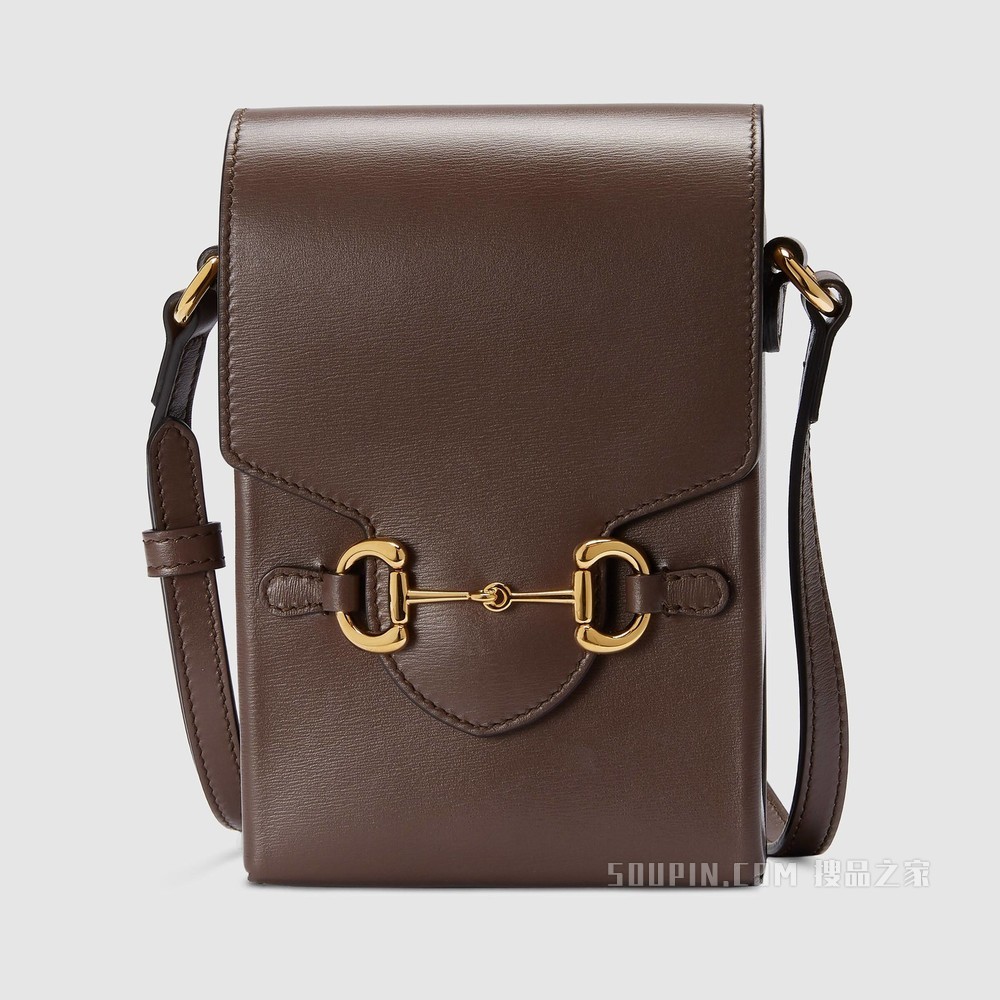 Gucci 马衔扣1955系列迷你手袋 棕色皮革