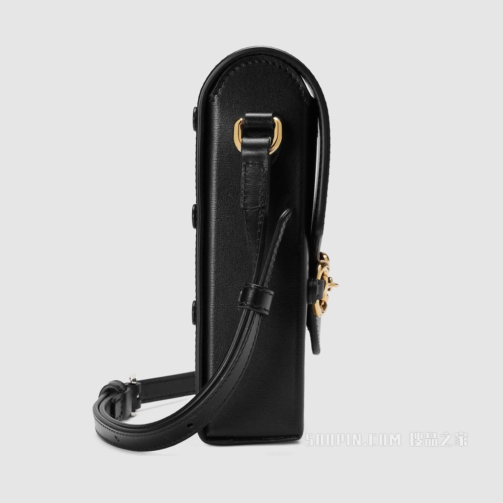 Gucci 马衔扣1955系列迷你手袋 黑色皮革