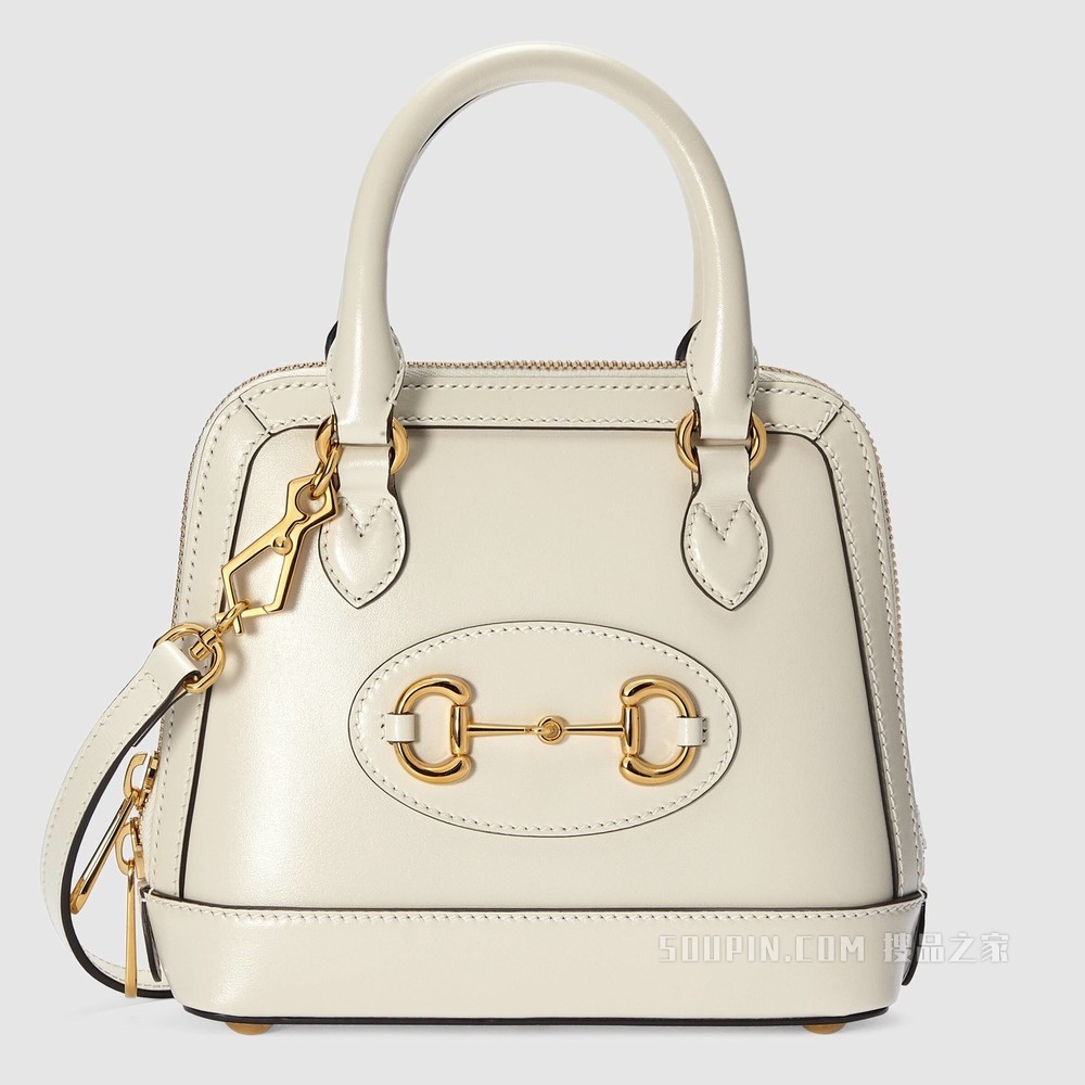 Gucci 马衔扣1955系列迷你手提包 白色皮革