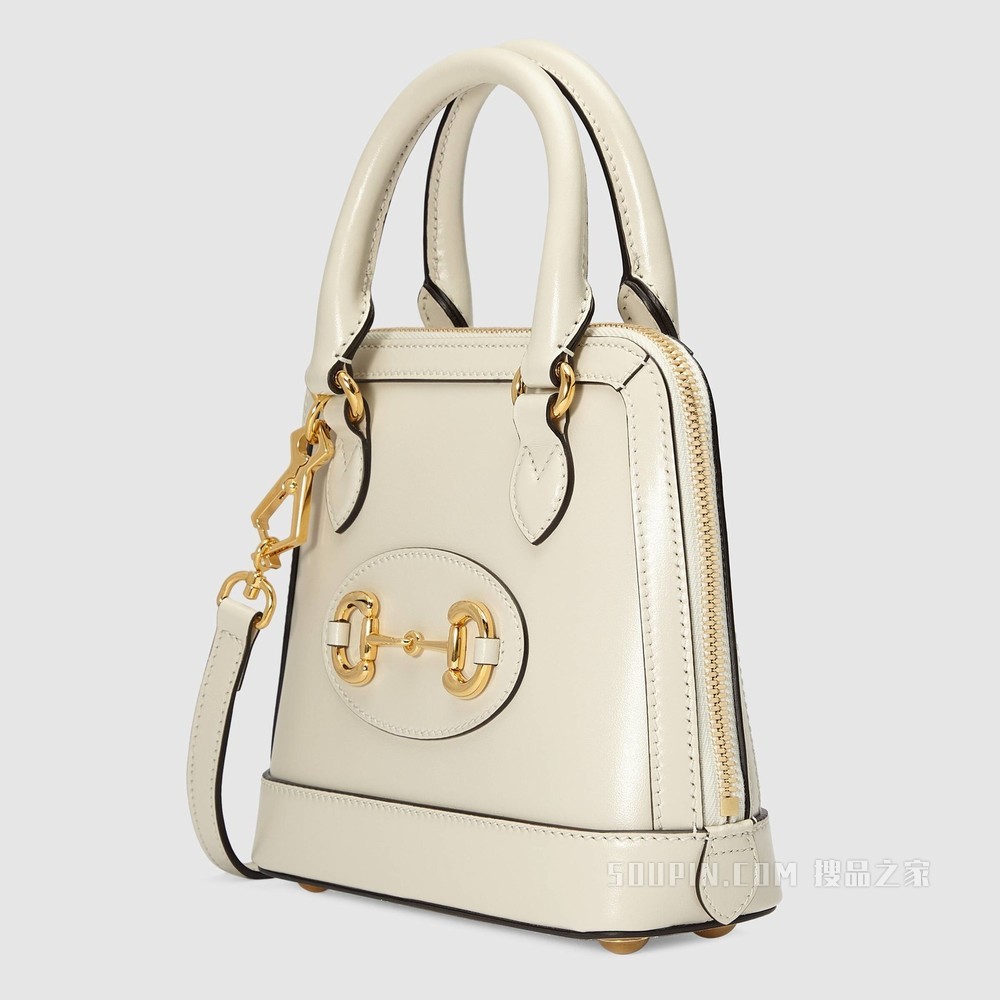 Gucci 马衔扣1955系列迷你手提包 白色皮革