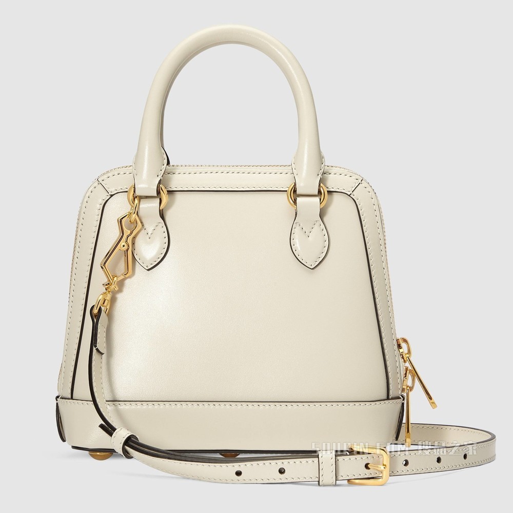 Gucci 马衔扣1955系列迷你手提包 白色皮革