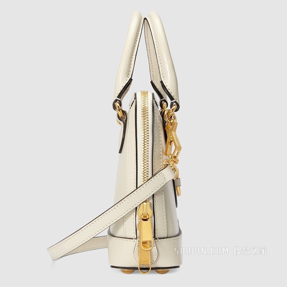 Gucci 马衔扣1955系列迷你手提包 白色皮革