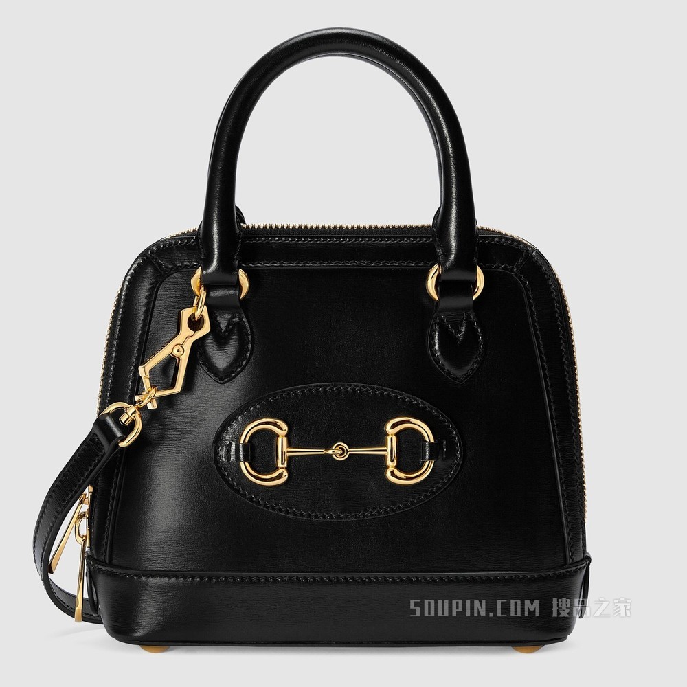 Gucci 马衔扣1955系列迷你手提包 黑色皮革