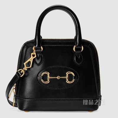 Gucci 马衔扣1955系列迷你手提包 黑色皮革