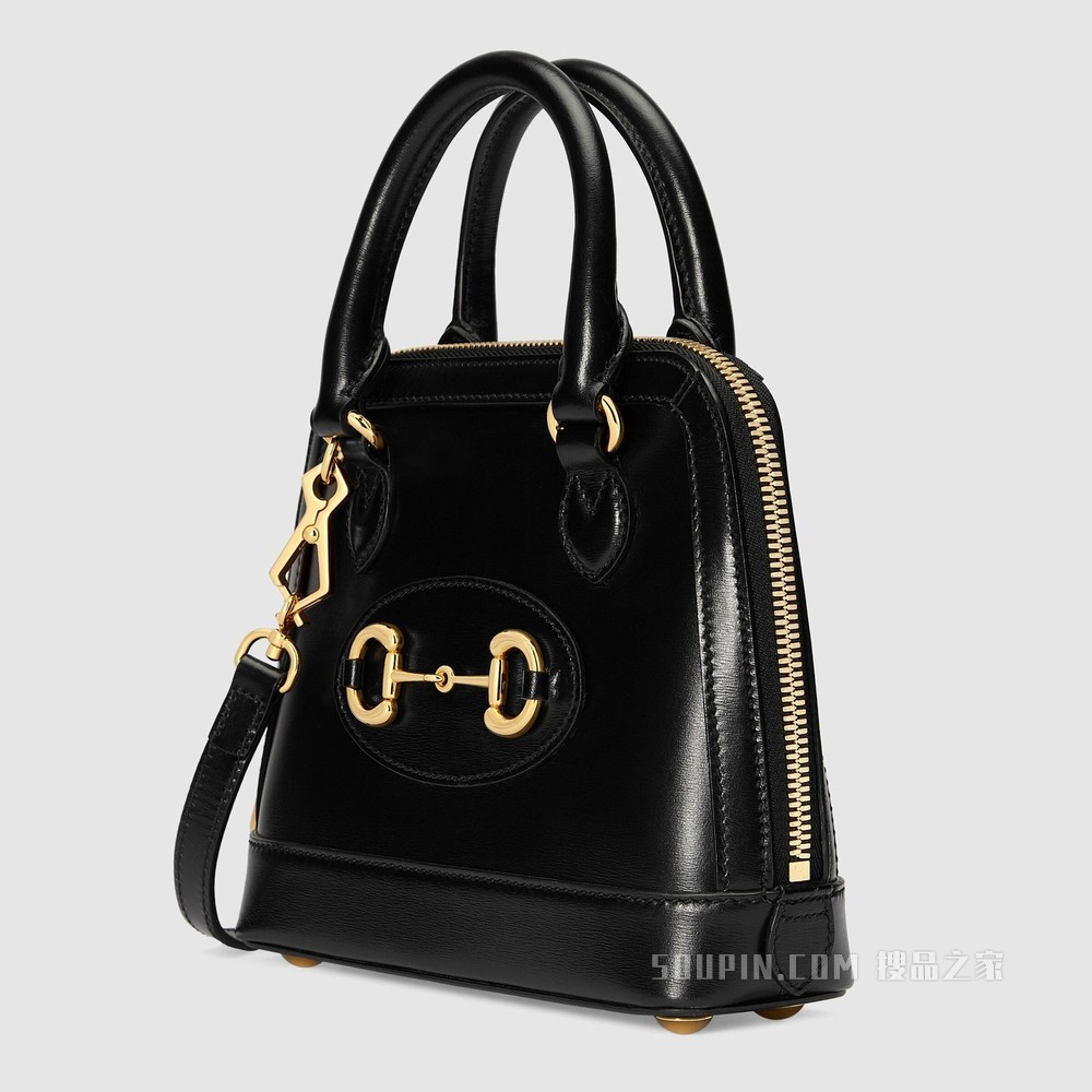 Gucci 马衔扣1955系列迷你手提包 黑色皮革
