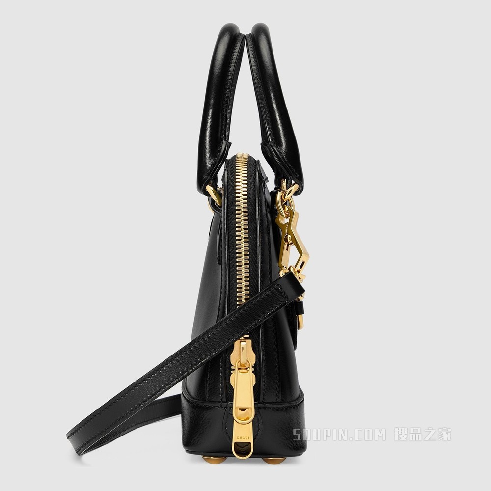Gucci 马衔扣1955系列迷你手提包 黑色皮革