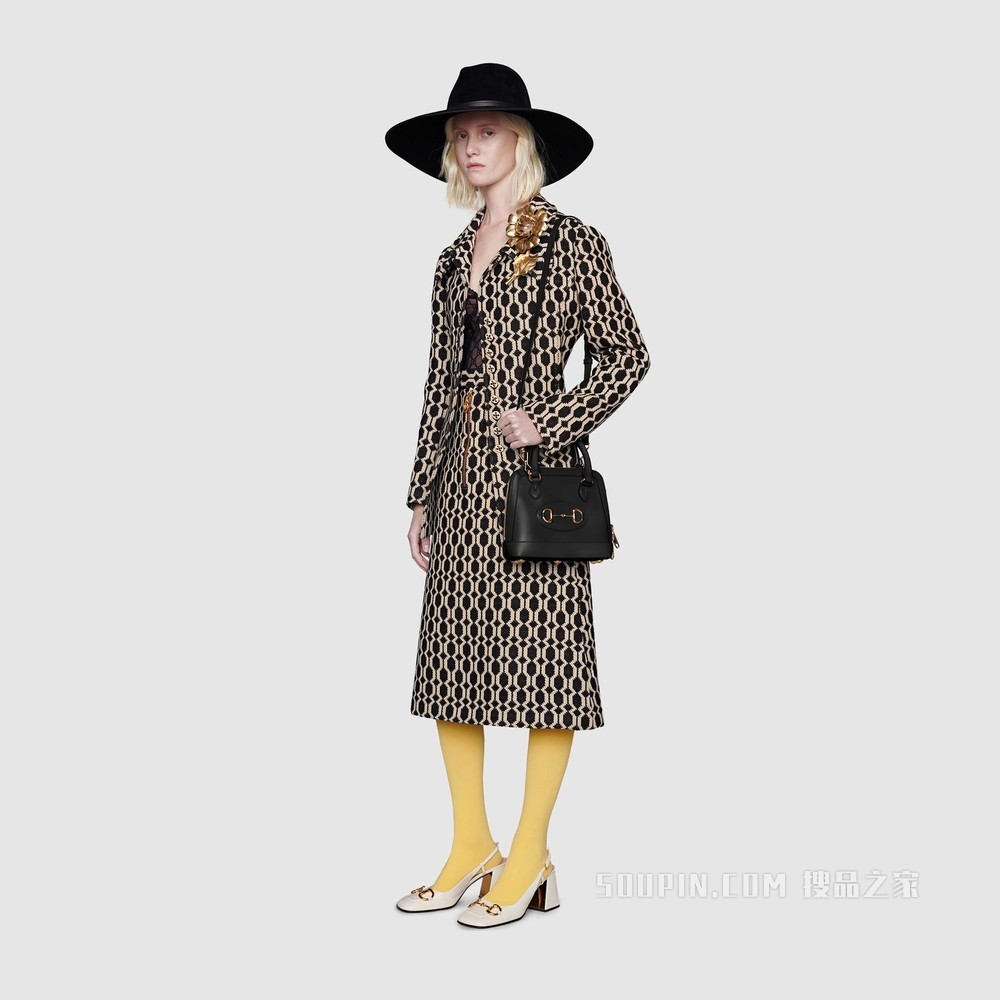 Gucci 马衔扣1955系列迷你手提包 黑色皮革