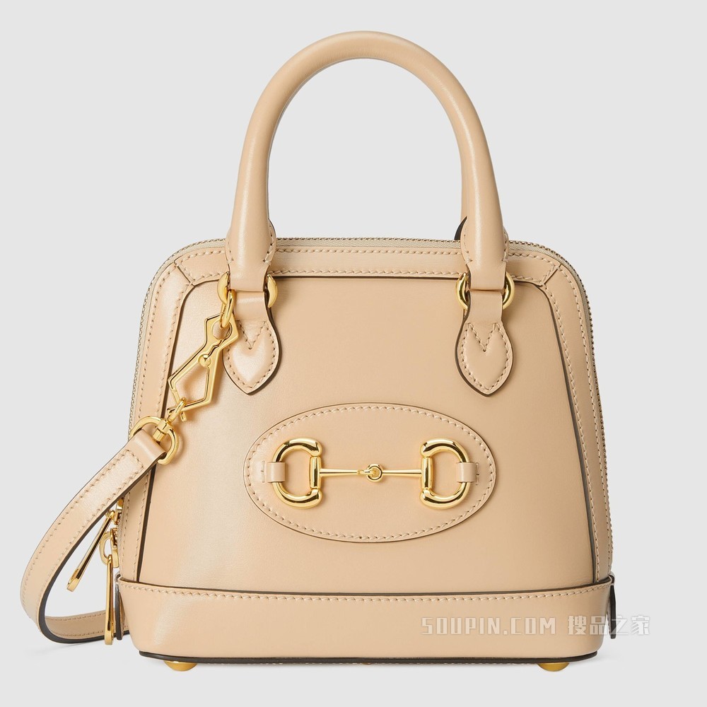 Gucci 马衔扣1955系列迷你手提包 米色皮革