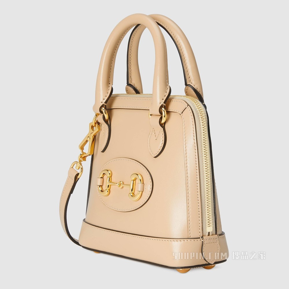Gucci 马衔扣1955系列迷你手提包 米色皮革